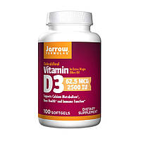 Вітамін D3 (Холекальциферол), 2500  МО, Jarrow Formulas, 100 гелевих капсул