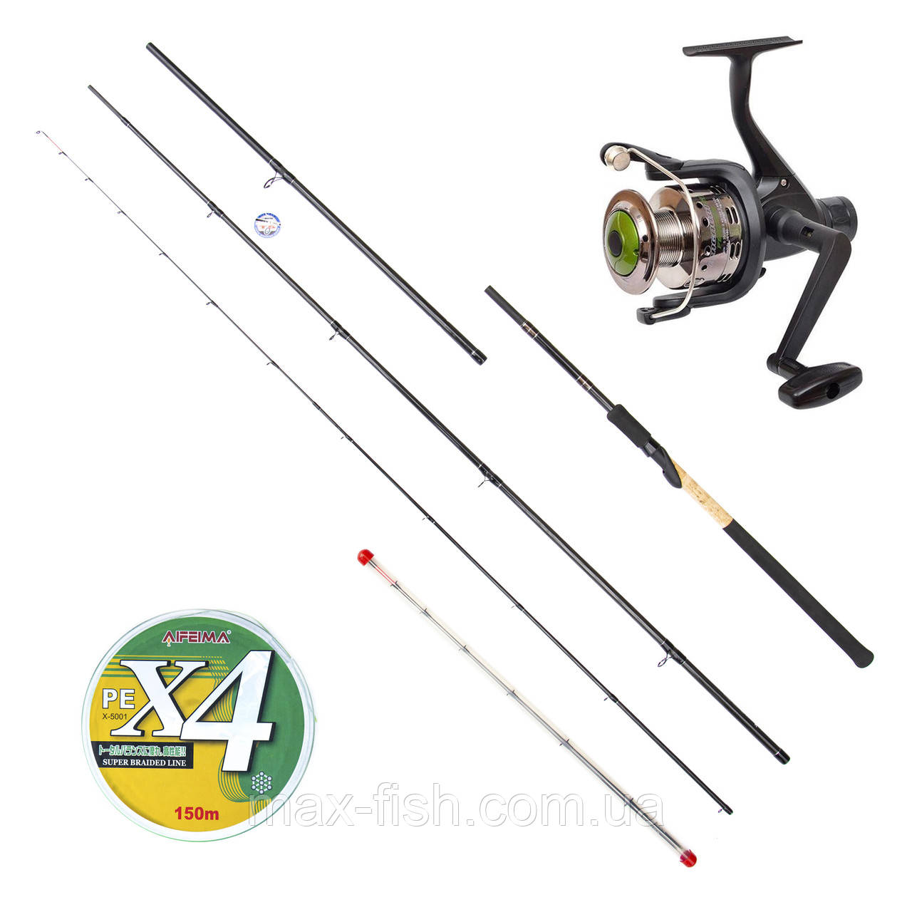 Набір для фідерного лову Siweida Feeder Tick-Tock 3,60-4.20м + котушка Flagman Magnum Feeder 5000 + Шнур 150м, фото 1