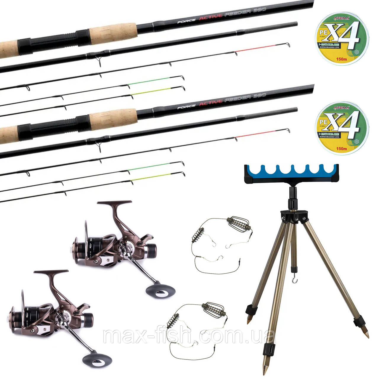 Набір для лову фідерного Flagman Force Active Feeder 3.6м + котушка Boya By QB + Шнур 150м