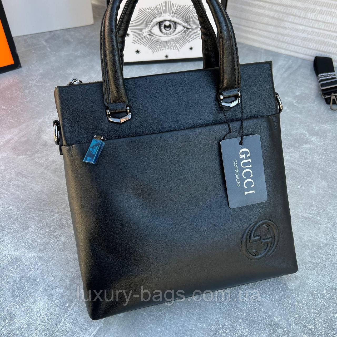 Чоловіча шкіряна сумка-портфель Gucci
