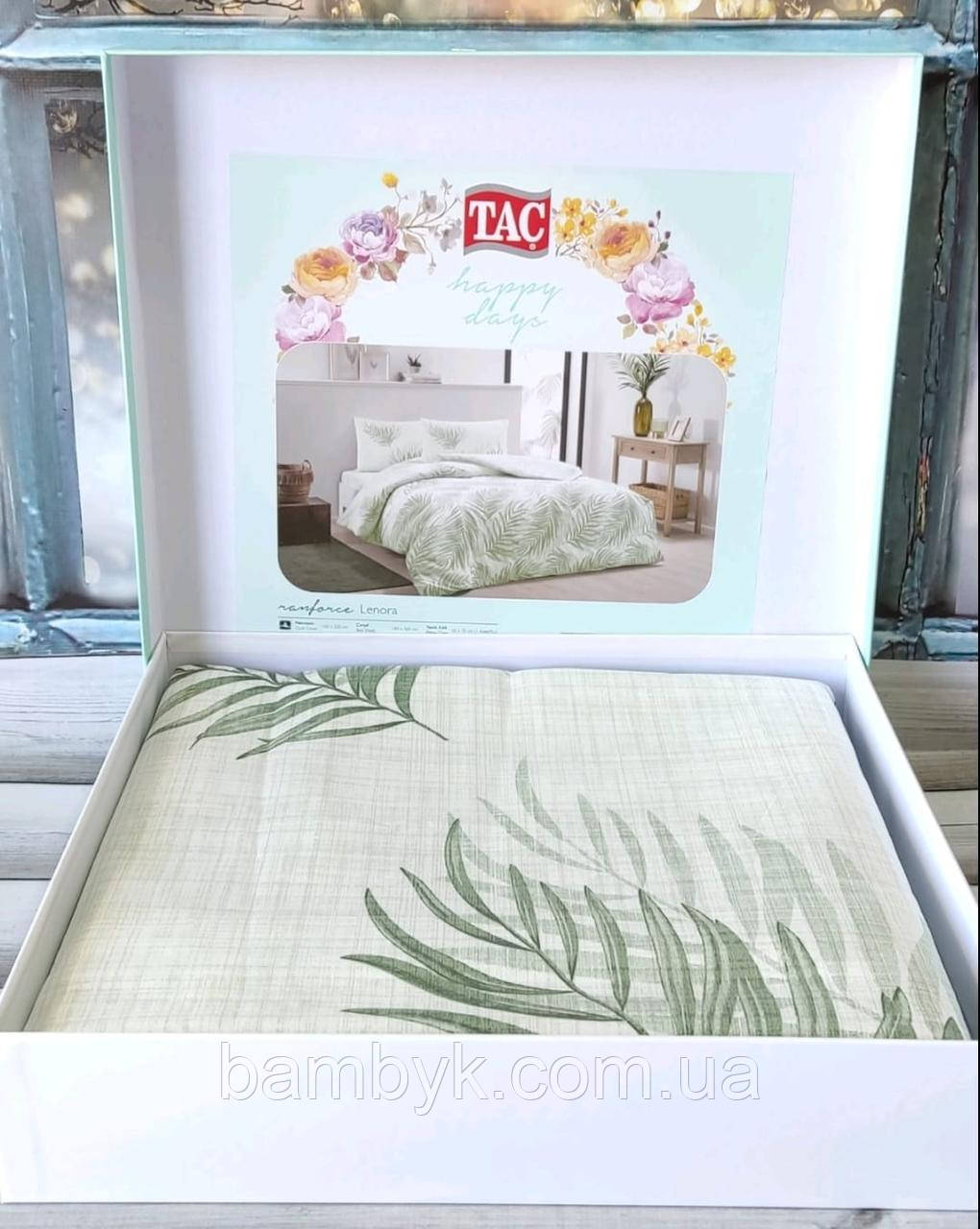 Постільна білизна Tac Преміум Класу Бавовняна Євро Розмір Ранфорс Happy Days Lenora, фото 1