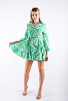Платье мини с поясом зеленое 29695 (2000000107165)