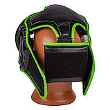 Боксерський шолом тренувальний PowerPlay 3100 PU Чорно-зелений L, фото 4