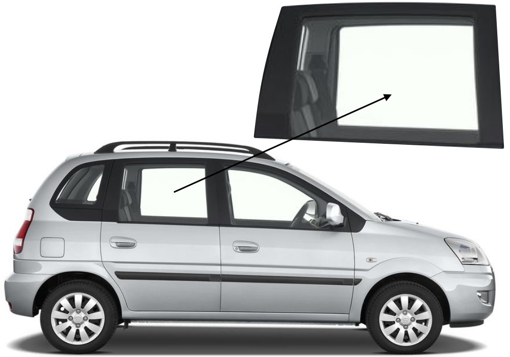 Бічне скло Hyundai Matrix 2001-2010 задніх дверей праве