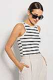 Жіноча коротка майка смужка чорний, фото 2