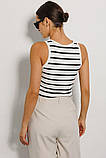 Жіноча коротка майка смужка чорний, фото 3