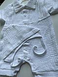 Мусліновий комплект на виписку та хрещення для хлопчика зріст 56 Lari Білий, фото 3