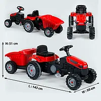 Трактор педальний з причепом Pilsan 07-316 RED (1) клаксон на кермі, сидіння регульоване, задні колеса з