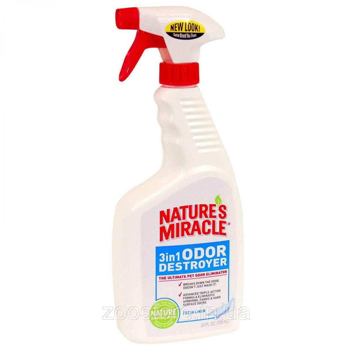 Спрей для усунення запахів Nature’s Miracle Odor Destr Fresh LInen 3в1 з ароматом свіжої білизни, 8in1, 710 мл