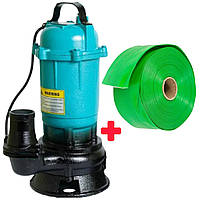 Погружний насос фекальний з ріжучим ножем 2,6 кВт з подрібнювачем фекалій побутовий для викачки вигрібних ям будинку