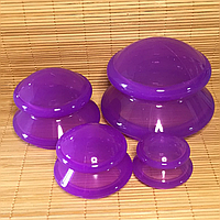 Банки силіконові фіолетові для вакуумного масажу набір 4 шт без упаковки
