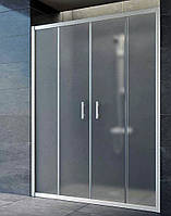 Душові двері в нішу 150х180 розсувні двері для душу чотирисекційне матове загартоване скло