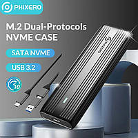 Внешний карман NVME NGFF m.2 SSD USB 3.0 + Type-C PHIXERO PXPWEM2-G2-GY-BP