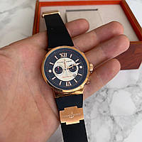 Годинник наручний чоловічий Ulysse Nardin Maxi Marine Gold-Black преміального ААА класу