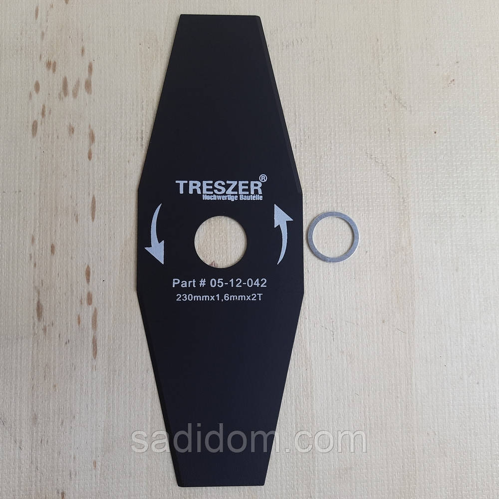 Ніж двозубий 230х1,6х25,4 мм для мотокоси Treszer
