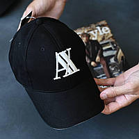 Бейсболка Armani кепка с вышивкой мужская с регулятором черный белое лого спортивная модная брендовая тракер