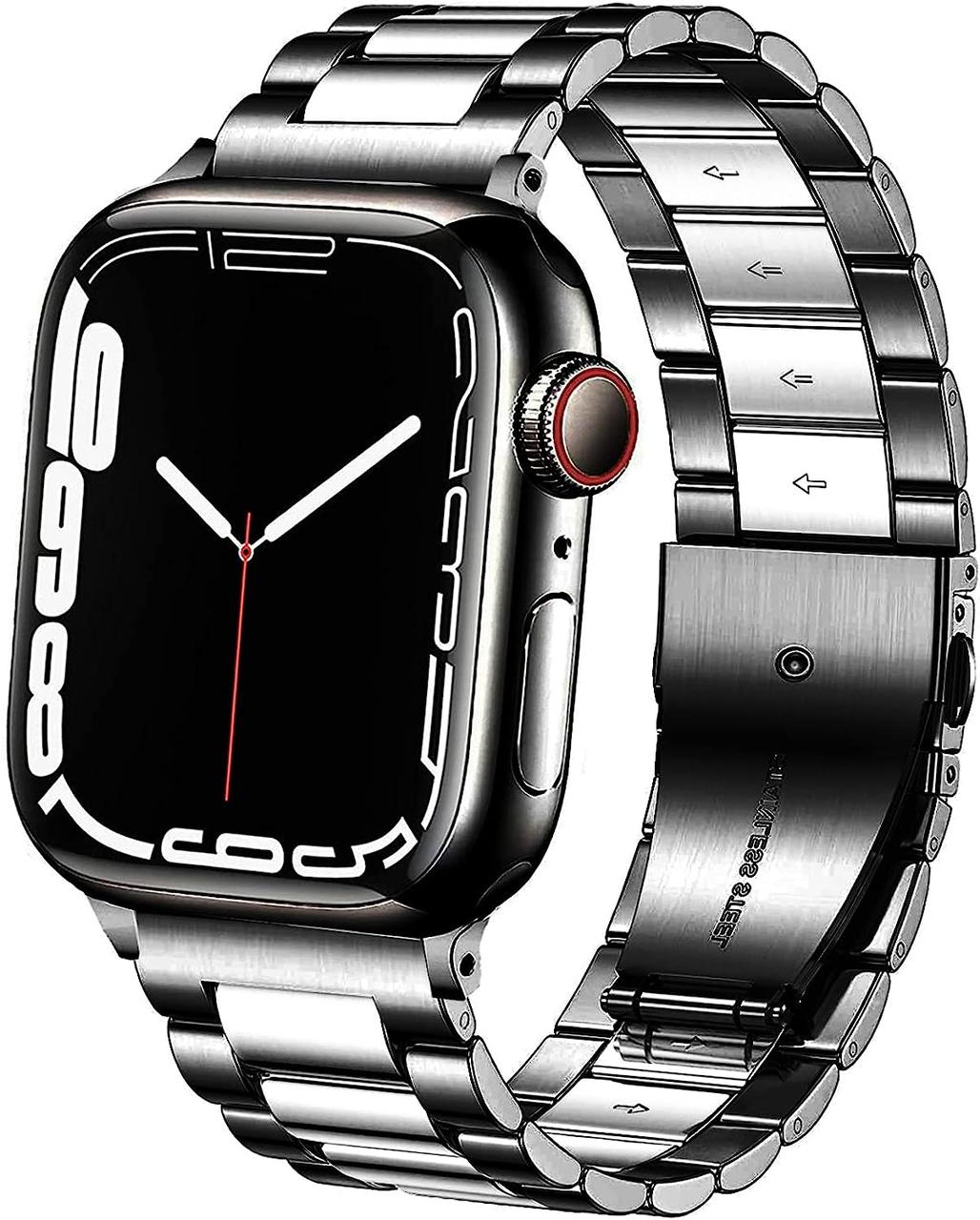 Ремінець для Apple Watch Steel Band Stainless Color Black Silver • 38/40/41mm.