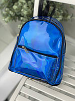 Рюкзак женский молодежный повседневный городской голубой голограмма