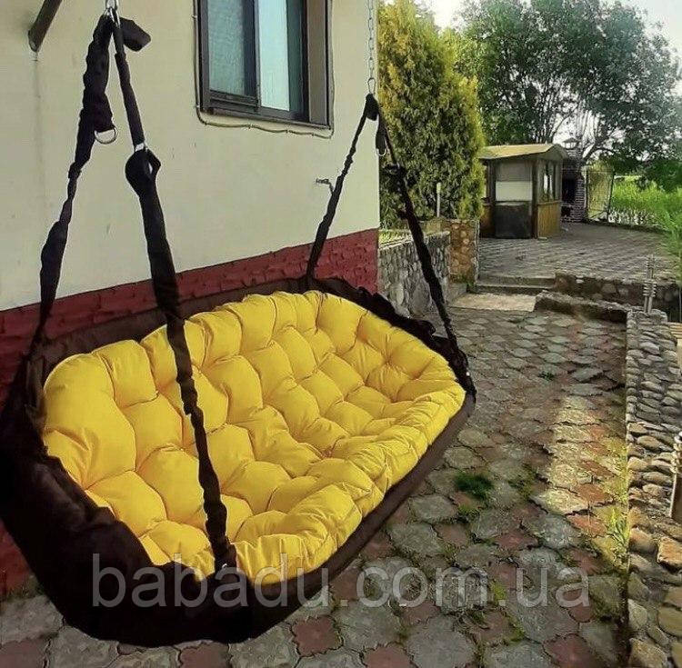 Подвесное кресло диван (90х180 см), садовая качеля, качели подвесные, нагрузка 200 кг (есть много цветов) - фото 1 - id-p1873434549