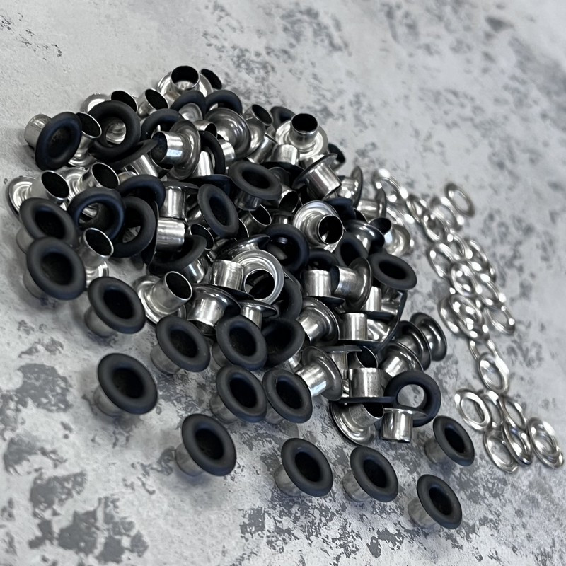 Неіржавкий люверс 4 мм чорний Soft Touch (100 шт.уп.)