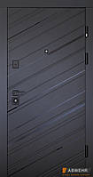Двери входные, квартирные ABWEHR. Модель 516/517 RAIN Цвет Черная шагрень / Белый супермат