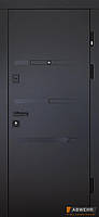 Двері вхідні, квартирні ABWEHR. Модель 489/507 SAFIRA  . Чорна шагрень / Білий супермат