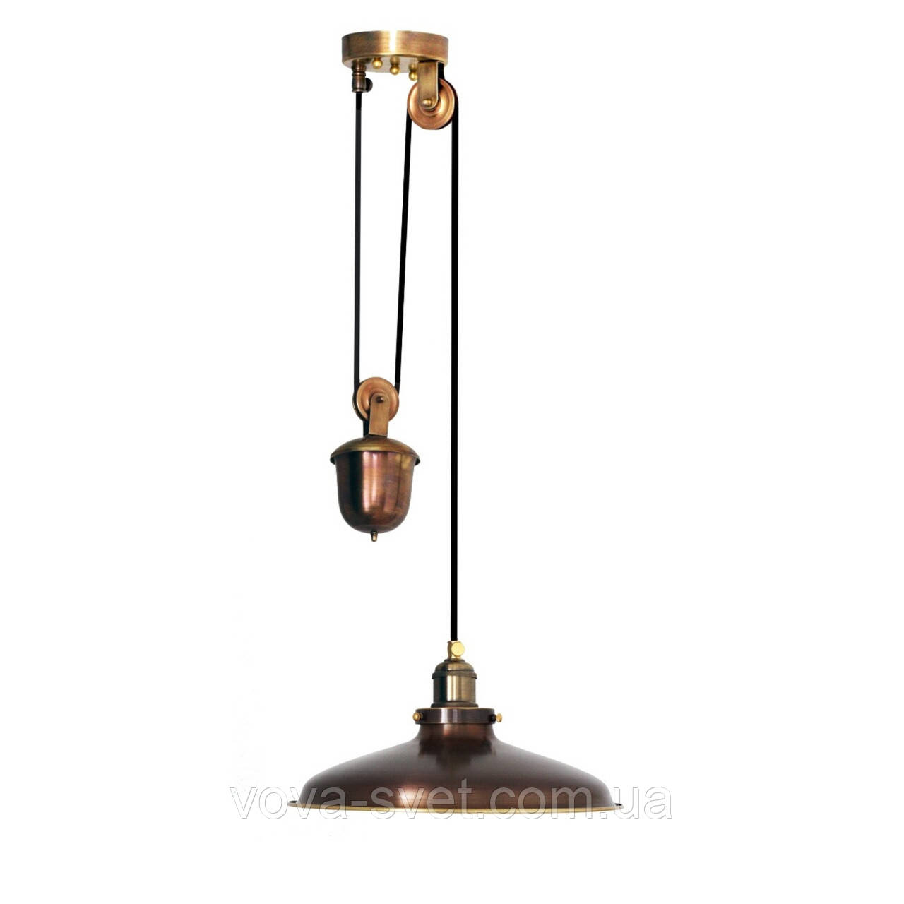 Світильник із противагою підвісний купол Loft Steampunk [Suspension Dark Patina ]