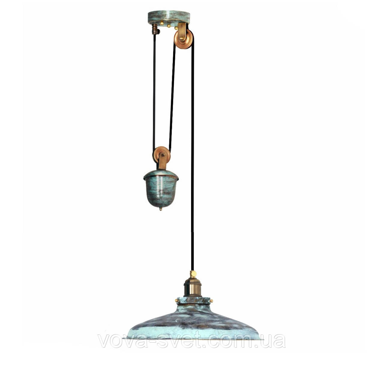 Світильник з противагою підвісний купол Loft Steampunk [Suspension Green Patina ]