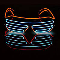 Светящиеся очки для вечеринок пати, Светодиодные Led El очки синие с красным ободком