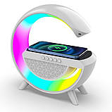 Нічник акумуляторний з бездротовою зарядкою та Bluetooth колонкою радіо для телефону RGB світильник, фото 3