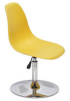 Стілець майстра поворотний на хромованому млинці Nik CH-BASE жовтий 11, дизайн Charles and Ray Eames, фото 4