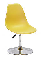 Стілець майстра поворотний на хромованому млинці Nik CH-BASE жовтий 11, дизайн Charles and Ray Eames, фото 2