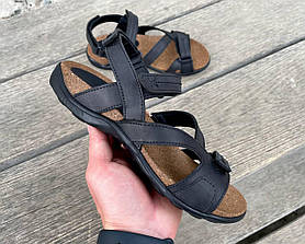 Чорні шкіряні чоловічі босоніжки Step Wey. Літні сандалі чоловічі Степ Вей. Босоніжки та сандалі чоловічі