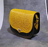 Унікальна шкіряна сумка через плече, модель "Квітка", фото 3