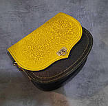 Унікальна шкіряна сумка через плече, модель "Квітка", фото 5