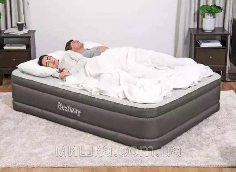 Надувне ліжко двоспальне 203*152*46 см з вбудованим насосом Bestway 69050, фото 1