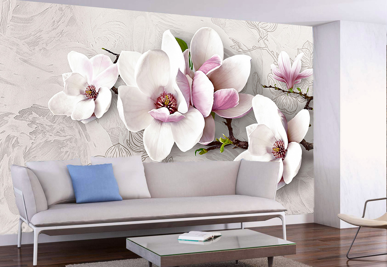 Купить 3D фотообои цветы на стену от производителя в гостиную зал ...