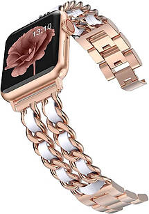 Ремінець для Apple Watch Desay Chanell Rose gold-white • 38/40/41mm.
