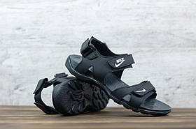 Шкіряні босоніжки чорні чоловічі Nike. Літні чоловічі чорні сандалії Найк. Босоніжки та сандалі чоловічі