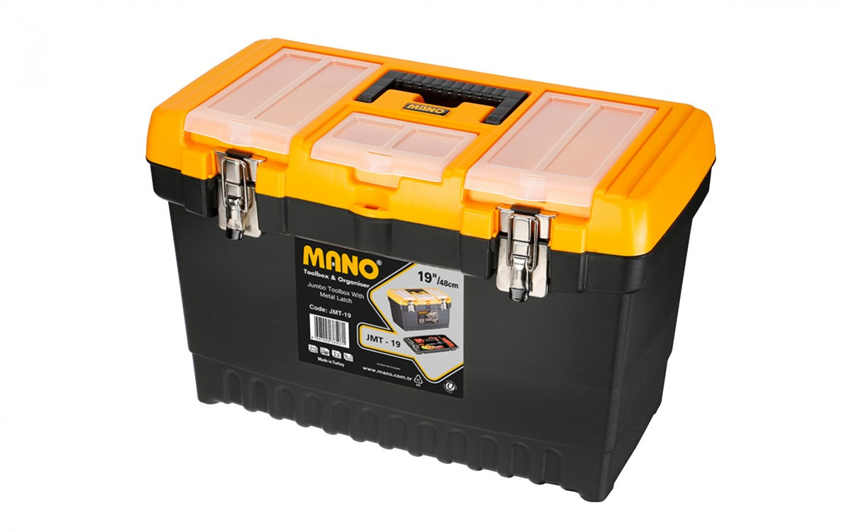 Ящик для інструментів Jumbo із органайзером класичний профі 19" (486x267x320мм) Mano JPT-19 Турция