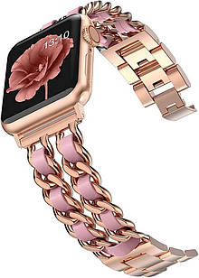 Ремінець для Apple Watch Desay Chanell Rose gold-pink • 38/40/41mm.
