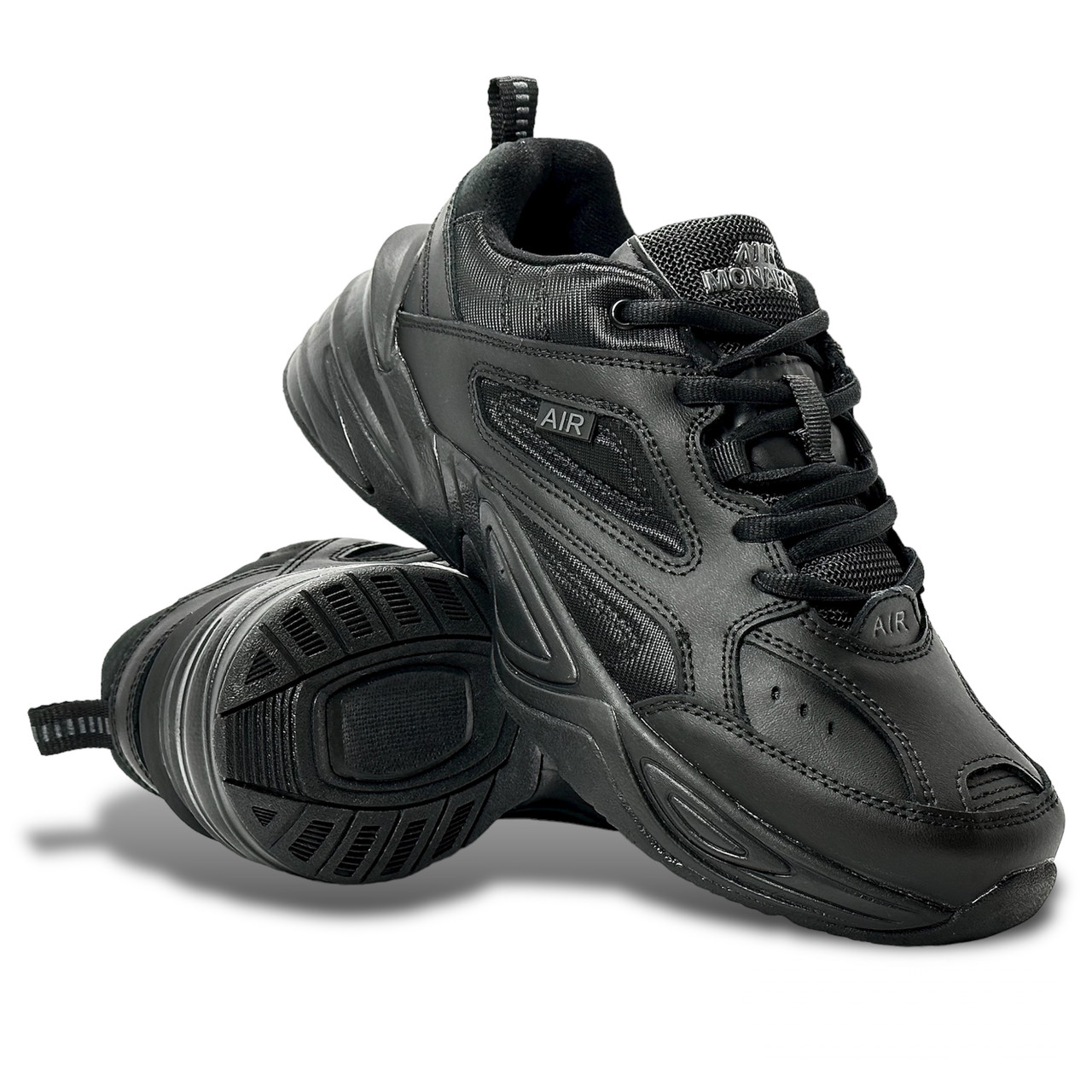 Кросівки підліткові Monarch шкіра та текстиль зі шнурівкою чорні весна/літо