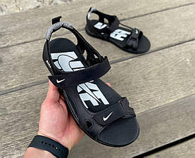 Шкіряні босоніжки чорні чоловічі Nike. Сандалії чорні чоловічі зі шкіри Найк. Босоніжки та сандалі чоловічі