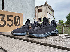 Чоловічі літні кросівки Adidas Yeezy Boost 350 Black чорний, фото 3