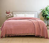 Покривало-простирадло жакардове піке 245х270 ТМ Zeron Gül Kurusu колір рожевий