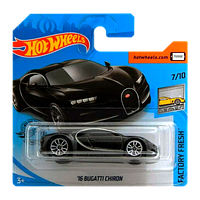 Машинка Базова Hot Wheels '16 Bugatti Chiron Factory Fresh 1:64 GHC02 Black 1шт