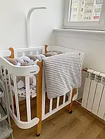 Дитяче ліжечко-трансформер IngVart Nika 60 на 120, білий/натуральний