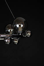 Люстра-підвіс металева 4 круглі скляні плафони срібло 58x50 см, фото 4