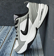 Мужские кроссовки Nike Air Monarch 4 Gray White Найк Аир Монарх серые кожаные