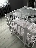 Дитяче ліжечко 5в1 з рухомою стінкою 70х120 Nika IngVart, сірий, фото 3
